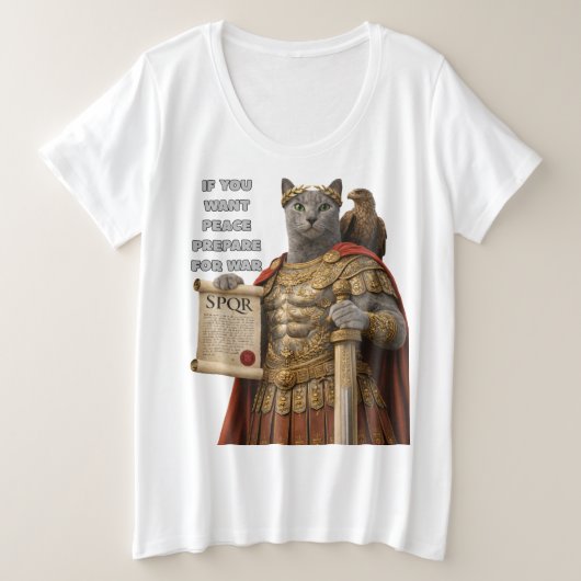 Russisch Blauwe Caesar Kat Grote Maat T-shirt (Design voorkant)