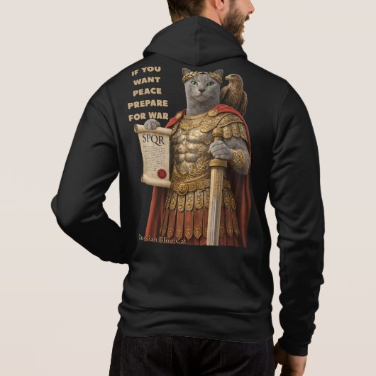 Russisch Blauwe Caesar Kat Hoodie (Achterkant)
