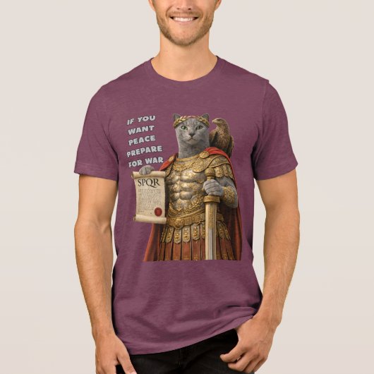 Russisch Blauwe Caesar Kat Tri-Blend Shirt (Voorkant)