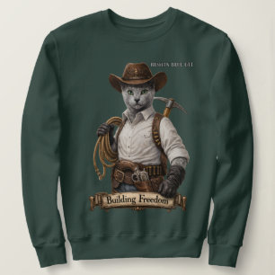 Russisch Blauwe Cowboy Kat – Vrijheid Bouwen Trui