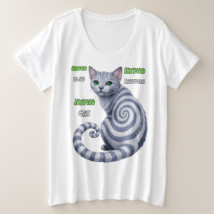 Russisch Blauwe Hypno Kat Grote Maat T-shirt