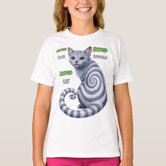 Russisch Blauwe Hypno Kat T-shirt (Voorkant)