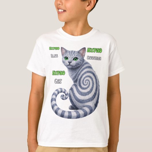 Russisch Blauwe Hypno Kat T-shirt (Voorkant)