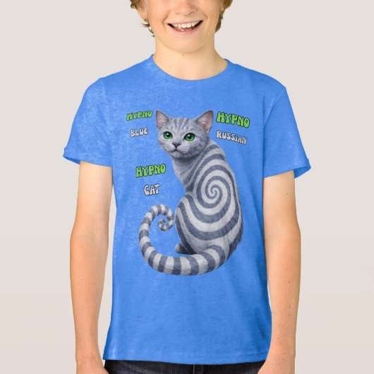 Russisch Blauwe Hypno Kat Tri-Blend Shirt (Voorkant)