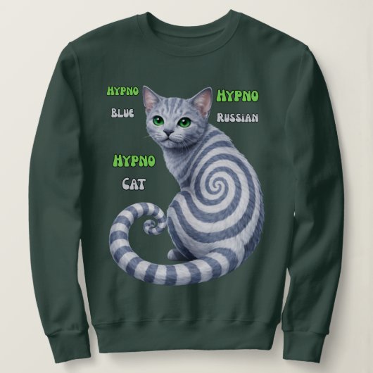 Russisch Blauwe Hypno Kat Trui (Design voorkant)