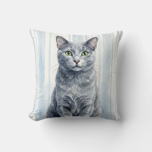 Russisch Blauwe Kat Aquarel Sierkussen
