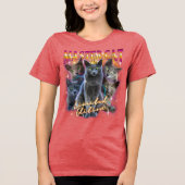 Russisch Blauwe Kat Bootleg Stijl Zilveren Kat Vin Tri-Blend Shirt (Voorkant)