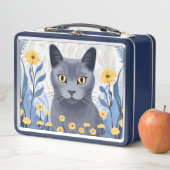 Russisch Blauwe Kat Gele Bloemen (In situ)
