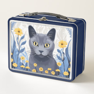 Russisch Blauwe Kat Gele Bloemen