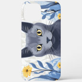 Russisch Blauwe Kat Gele Bloemen Case-Mate iPhone Case (Achterkant)