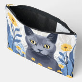 Russisch Blauwe Kat Gele Bloemen Etui (Open)
