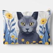 Russisch Blauwe Kat Gele Bloemen Etui (Achterkant)