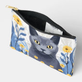 Russisch Blauwe Kat Gele Bloemen Etui (Open)