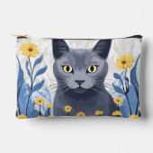 Russisch Blauwe Kat Gele Bloemen Etui (Voorkant)