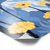 Russisch Blauwe Kat Gele Bloemen Foto Afdruk (Hoek)