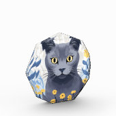 Russisch Blauwe Kat Gele Bloemen Fotoblokken (Links)