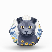 Russisch Blauwe Kat Gele Bloemen Fotoblokken (Voorkant)