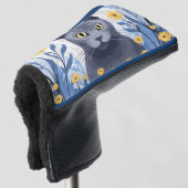 Russisch Blauwe Kat Gele Bloemen Golfheadcover (3/4 voorkant)