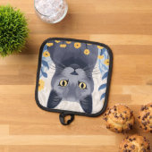 Russisch Blauwe Kat Gele Bloemen Pannenlap (Top down)