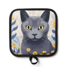 Russisch Blauwe Kat Gele Bloemen