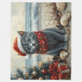 Russisch Blauwe Kat Kerst Strand Fleece Deken (Voorkant)