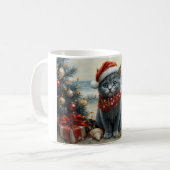 Russisch Blauwe Kat Kerst Strand Koffiemok (Voorkant links)
