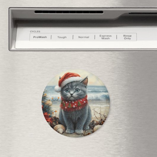 Russisch Blauwe Kat Kerst  Strand Magneet (Insitu (Vaatwasser))