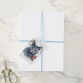 Russisch Blauwe Kat Kerstkrans Feestelijke Kitten Cadeaulabel (Met Touw)