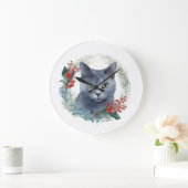 Russisch Blauwe Kat Kerstkrans Feestelijke Kitten Grote Klok (Huis)