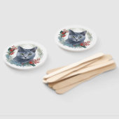 Russisch Blauwe Kat Kerstkrans Feestelijke Kitten Handwaaier (Niet-gemonteerd)