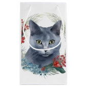 Russisch Blauwe Kat Kerstkrans Feestelijke Kitten Klein Cadeauzakje (Achterkant)