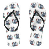 Russisch Blauwe Kat Kerstkrans Feestelijke Kitten Teenslippers (Voetbed)