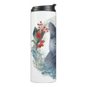 Russisch Blauwe Kat Kerstkrans Feestelijke Kitten Thermosbeker (Gedraaid links)