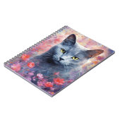 Russisch Blauwe kat kleurrijke waterverf kunstwerk Notitieboek (Linkerzijde)