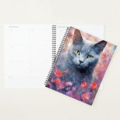 Russisch Blauwe kat kleurrijke waterverf kunstwerk Planner (Display)