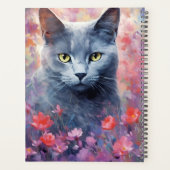 Russisch Blauwe kat kleurrijke waterverf kunstwerk Planner (Achterkant)
