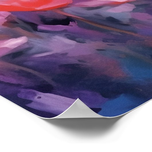 Russisch Blauwe kat kleurrijke waterverf kunstwerk Poster (Hoek)