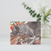 Russisch Blauwe Kat Korthair, grijs Engels Briefkaart (Staand voorkant)