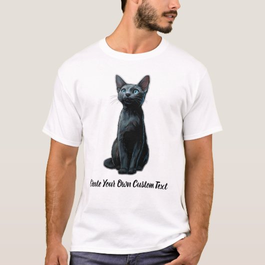 Russisch Blauwe Kat Maak Je Eigen Aangepaste Tekst T-shirt (Voorkant)