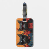 Russisch Blauwe Kat met Hart Rozen Valentijnsdag Bagagelabel (Achterkant verticaal)