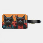 Russisch Blauwe Kat met Hart Rozen Valentijnsdag Bagagelabel (Achterkant horizontaal)