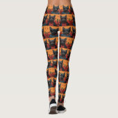 Russisch Blauwe Kat met Hart Rozen Valentijnsdag Leggings (Achterkant)