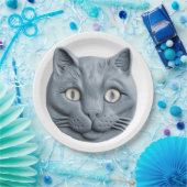 Russisch Blauwe Kat Papieren Bordje (Feest)
