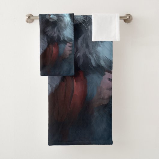 Russisch Blauwe Kat Sinterklaas Feestelijke Kerstm Bad Handdoek (Insitu)