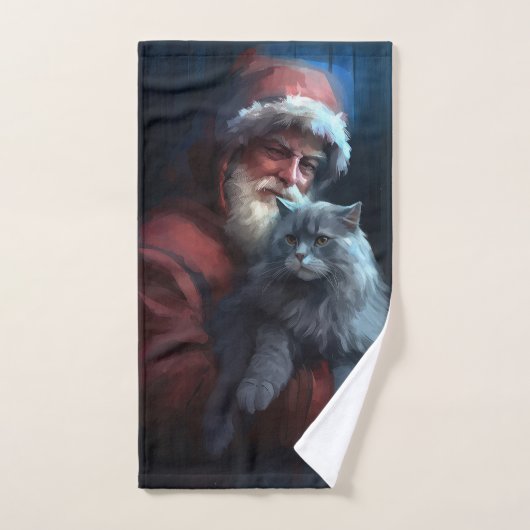 Russisch Blauwe Kat Sinterklaas Feestelijke Kerstm Bad Handdoek (Handdoek)