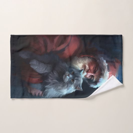 Russisch Blauwe Kat Sinterklaas Feestelijke Kerstm Bad Handdoek (Handdoek)