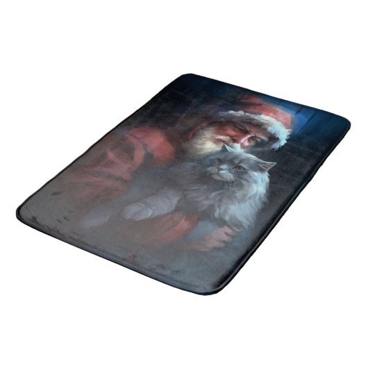 Russisch Blauwe Kat Sinterklaas Feestelijke Kerstm Badmat (Gekanteld)