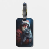 Russisch Blauwe Kat Sinterklaas Feestelijke Kerstm Bagagelabel (Achterkant verticaal)