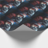 Russisch Blauwe Kat Sinterklaas Feestelijke Kerstm Cadeaupapier (Hoek)