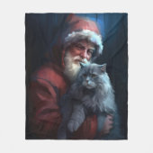 Russisch Blauwe Kat Sinterklaas Feestelijke Kerstm Fleece Deken (Voorkant)